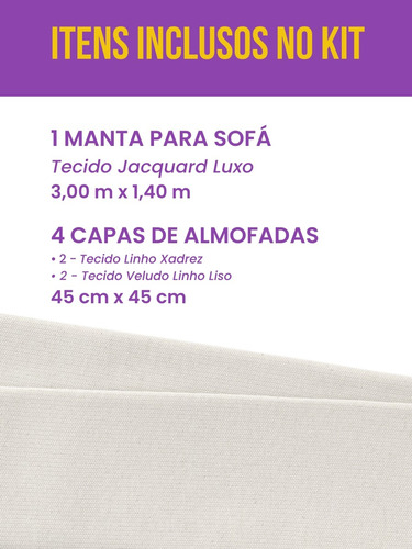 Kit Manta Sofá Gigante 3 Metros Com 4 Capas Em Linho Xadrez Cor Vermelho