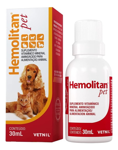 Suplemento Hemolitan Pet Gotas Vetnil 30ml