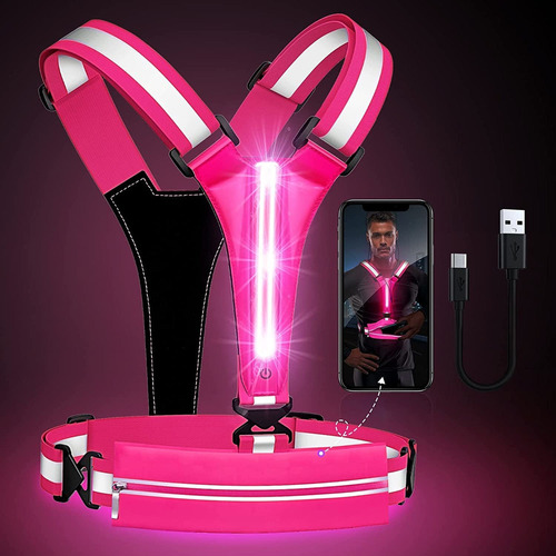 Chaleco Reflectante Led For Correr Recargable Por Usb Luz