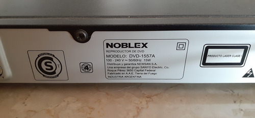 Reproductor Dvd 1557a Noblex 5.1 Usb Negro Control Cable Rca