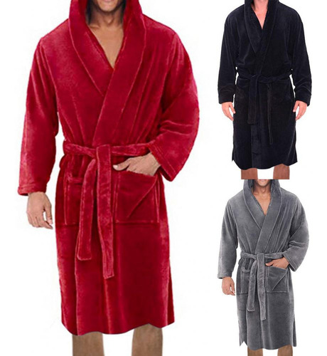 Bata De Dormir Elegante Con Capucha Para Hombre, Bata De Bañ