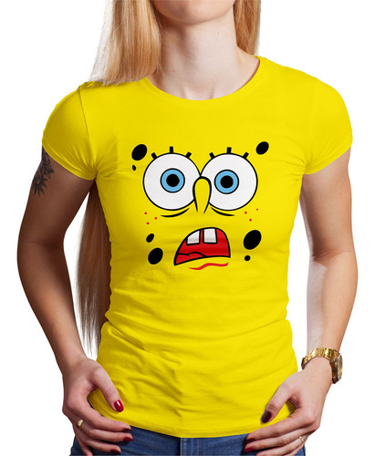 Polo Dama Bob Esponja Asombrado (d0805 Boleto.store)