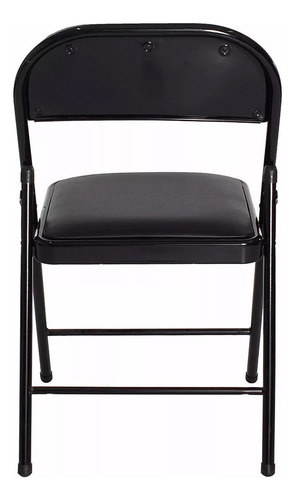 Silla Plegable Asiento Con Respaldo Acolchado Y Tapizado Color Negro Lisa