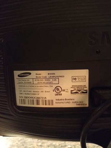 Monitores Sansung Syncmaster B1630 Lcd 2 Telas Funcionando (Usado)