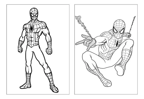 Kit 10 desenhos para colorir em Folha A4 - Tema Homem-Aranha