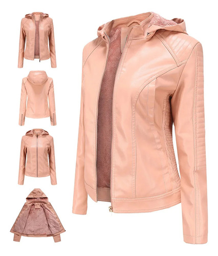 Chaqueta De Piel Sintética Con Capucha Y Forro Polar Para Mu