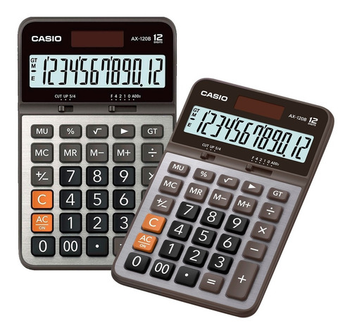 Calculadora De Escritorio Casio Ax-120b Gris 2 Piezas