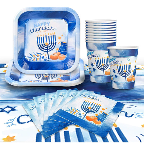 Juego De Platos Y Servilletas De Hanukkah, Juego De Fiesta D