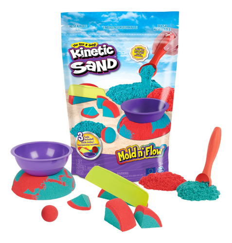 Arena Spin Master Kinetic Sand Mold N' Flow 680g color rojo y azul