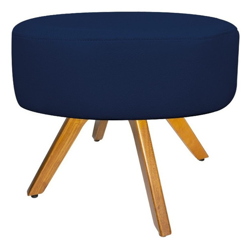 Puff Sofia Base Giratoria Madera Gamuza Azul Marino Amarena