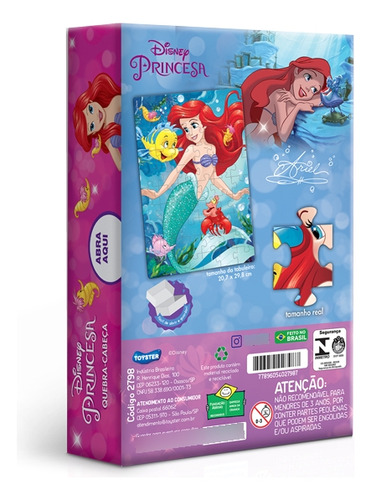 Quebra Cabeça Puzzle Disney Princesa Ariel 60 Peças Jak