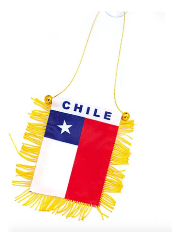 Pack 3 Mini Bandera Colgante Chile Flecos + Chupon Para Auto