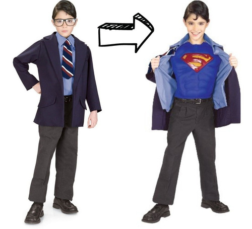 Disfraz Superman Clark Kent Traje Con Lentes Clasico Original Infantil Niño