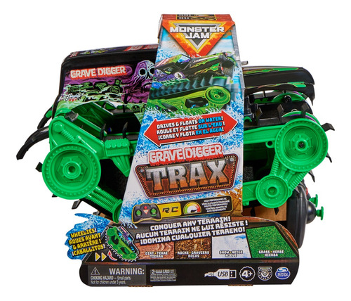 Vehículo Monster Jam Grave Digger Trax Todo Terreno Rc
