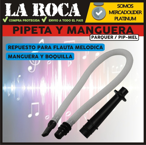 Imagen 3 de 10 de Pipeta Boquilla Manguera Repuesto Flauta Melodica La Roca