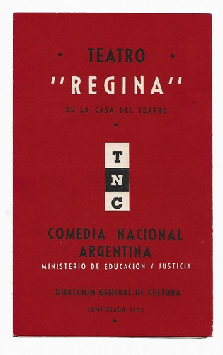 Teatro Regina Programa 1963 Talice Una Mujer Sin Importancia