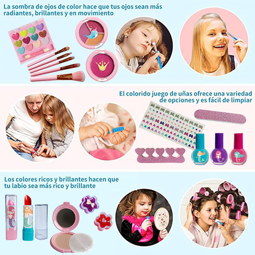 Kit De Maquillaje Lavable 24 Piezas Para Niñas Pequeñas