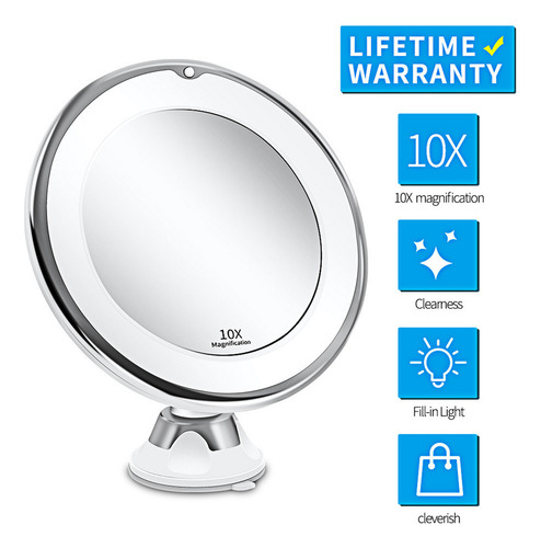 Espejo De Maquillaje Led Con Aumento De 10x Y 18 Luces Led D