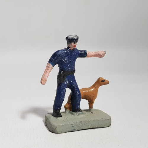 Antigua Figura Policía Plomo Perro Pintura Orig Mag 61232