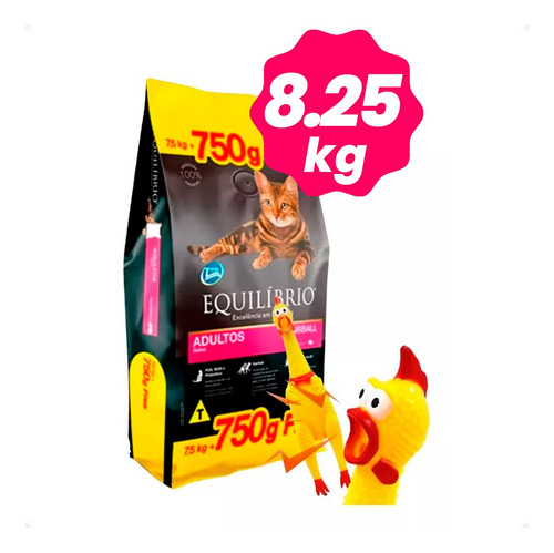 Alimento Equilibrio Gato Adulto 8,25kg + Pollo De Goma Otec