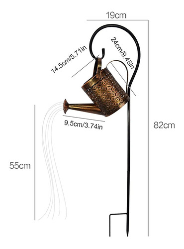 Luz De Jardín Llevada Solar Con Regadera De Alambre De Cobre