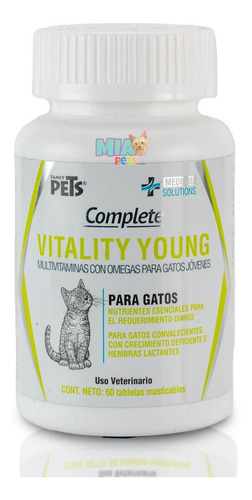 Tabletas Vitality Con Omegas Para Gato Joven 60 Tabletas Vit