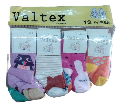 Medias Valtex Pack X12. Para Bebé. Colores Y Talles Surtidos