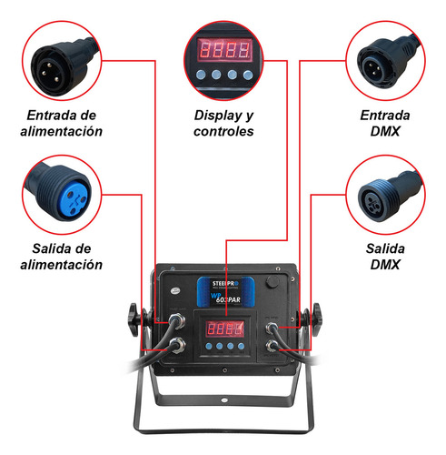 Luz de escenario LED par led Steelpro WP-603PAR 127V luces color rgb