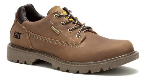 Zapato Impermeable Cuero Hombre Colorado Low 2 Café Cat