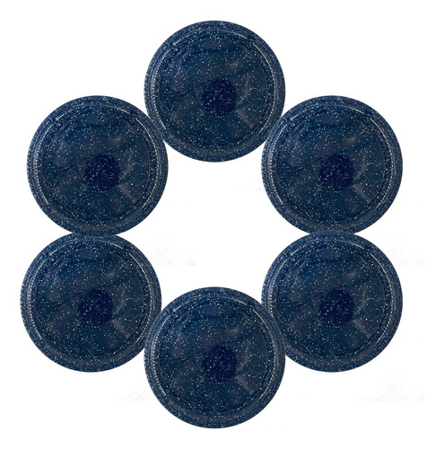 Platos Taqueros Plastico Trinche Parece Peltre 21.5cm 6pzs Azul Marino Parece Peltre