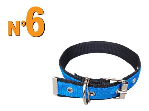 Coleira Para Cachorro Nylon Dupla Cães Pet - N° 6 Cor Azul Tamanho da coleira N°6