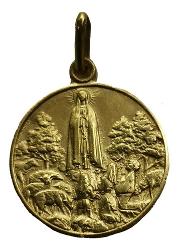 Medalla Oro 10k Virgen De Fátima #331 Bautizo Comunión 