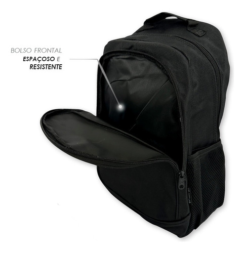 Mochila Notebook Resistente Faculdade Desenho Liso Preto Bag