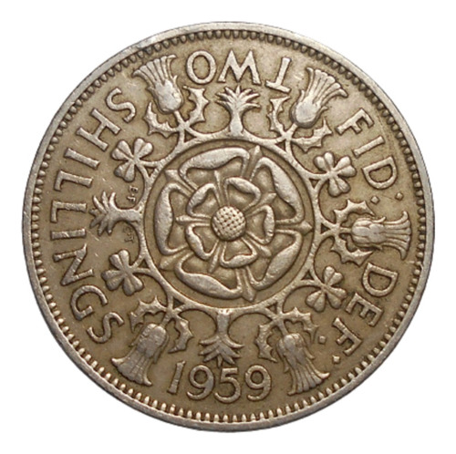 Gran Bretaña Two Shillings (1 Florin) 1959 - Km#906