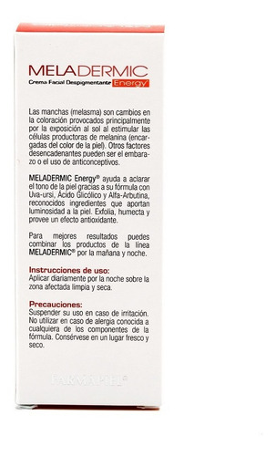 Imagen 7 de 7 de Crema Aclaradora Despigmentante Facial Meladermic Energy 50g