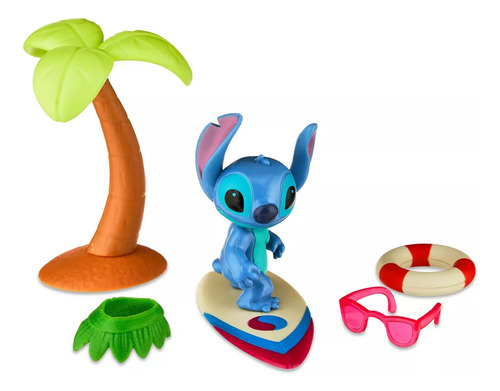 Playset Stitch 7cm Con Accesorios Disney Color Azul