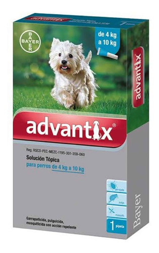 Imagen 1 de 1 de Advantix Pulgicida Perros 1ml Celeste (4-10 Kg)