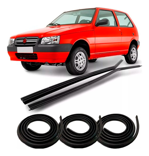 Kit Borrachas 2 Portas Pingadeiras E Porta Malas Fiat Uno