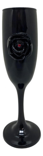 Taça Pomba Gira Negra Com Rosa Negra 20 Cm 300 Ml Vidro