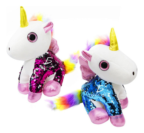 Unicornio Pony Arcoíris Lentejuela Peluche Juguete Suave