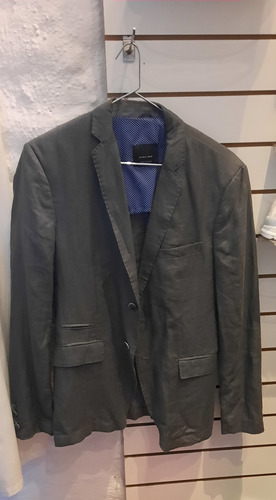 Saco De Lino Talle 48 Hombre Gris Oscuro