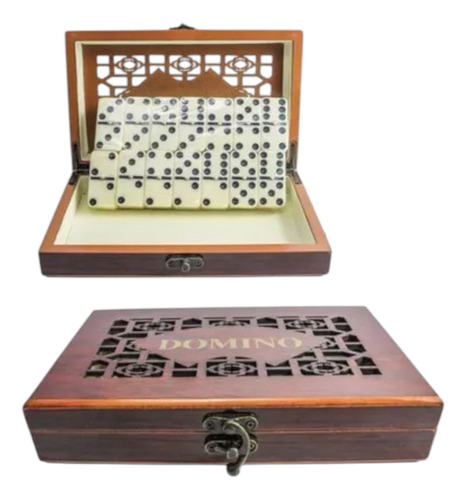 Juego De Dominó Grande Con Caja De Madera Diseño Deluxe #2