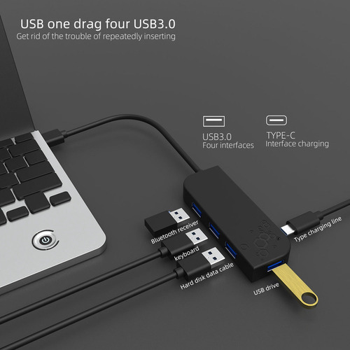 Bh Estación De Acoplamiento Usb 3.0 Hub 4 Usb 3.0+ C For