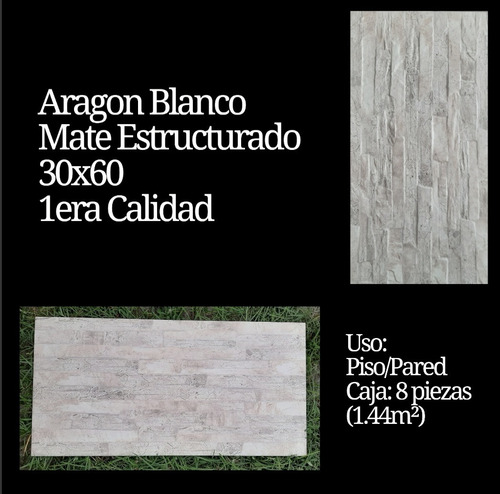 Cerámica Aragon Blanco 30x60 Mate 1era En Pack 8 Unidades