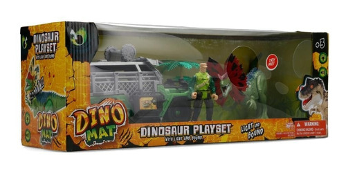 Set Dinosaurio Con Vehículo Y Figura Dilophosaurus Dino Mat