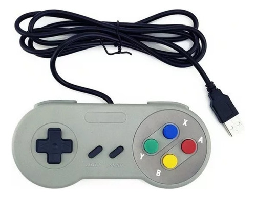Joystick Super Nintendo Snes con 10 controles USB para ventanas, color gris