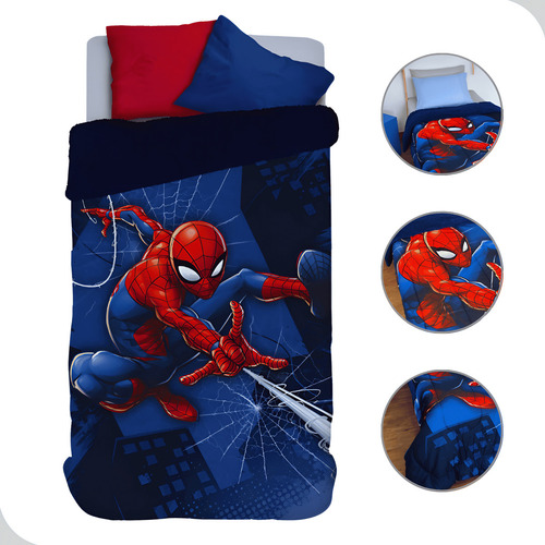 Edredom Solteiro Com Sherpa Estampado Spider Man 1,50mx2,20m