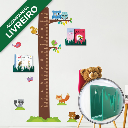 Adesivo De Parede Quarto Infantil Régua Floresta 2 Livreiros