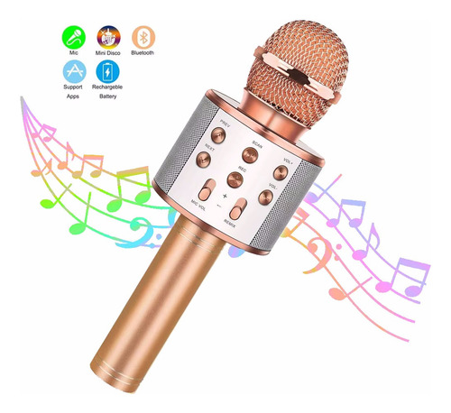 Micrófono Inalámbrico De Karaoke Con Bluetooth Y Altavoz