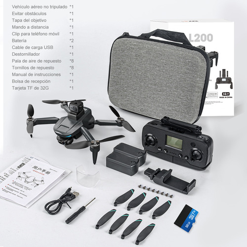 SJRC L200PRO HD MAX Mini Dron Con Cámara 8k Profesional Sin Escobillas 2 Baterías Negro 2.4 GHz